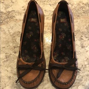 BC Footwear Brown Moccasin Wedges | Size 7